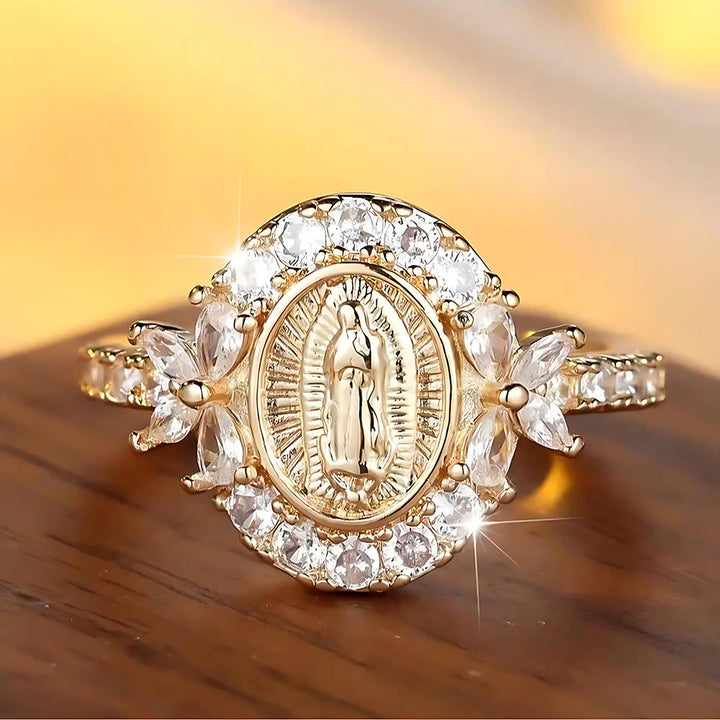 Christianartworkshop Bague élégante ornée de l'emblème de la Vierge Marie : un détail sacré pour la dévotion quotidienne - image 5