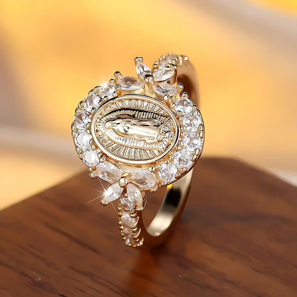 Christianartworkshop Bague élégante ornée de l'emblème de la Vierge Marie : un détail sacré pour la dévotion quotidienne - image 4