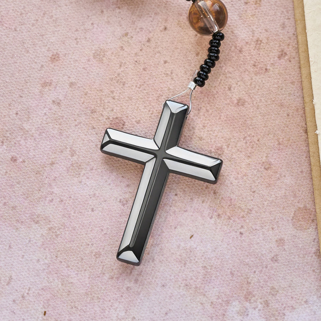 Christianartworkshop Chapelet en pierre à flamme lumineuse aux couleurs changeantes avec croix - image 13