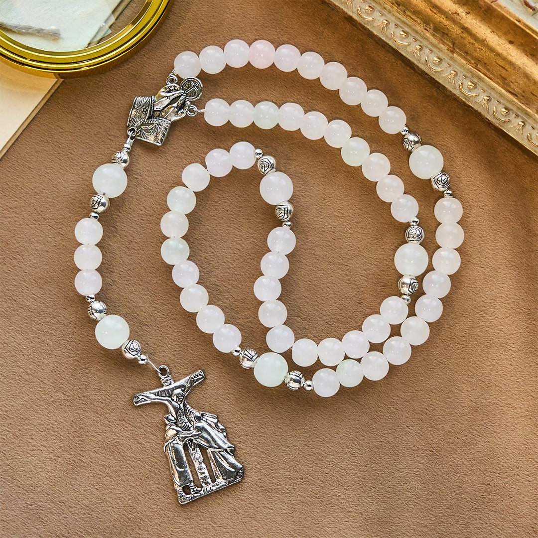 Christianartworkshop Chapelet pastel à couleur changeante sous UV avec crucifix et mains jointes en prière - image 1