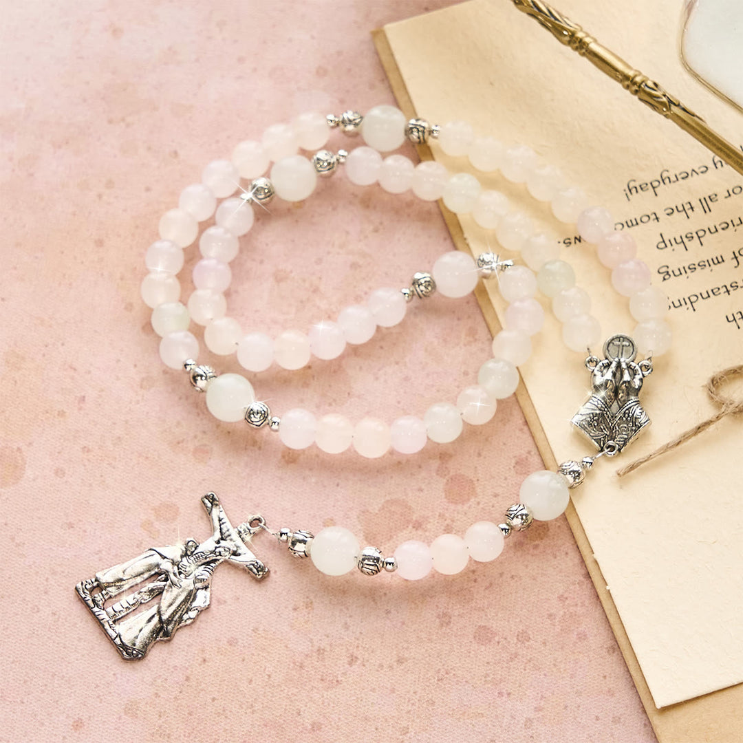 Christianartworkshop Chapelet pastel à couleur changeante sous UV avec crucifix et mains jointes en prière - image 8