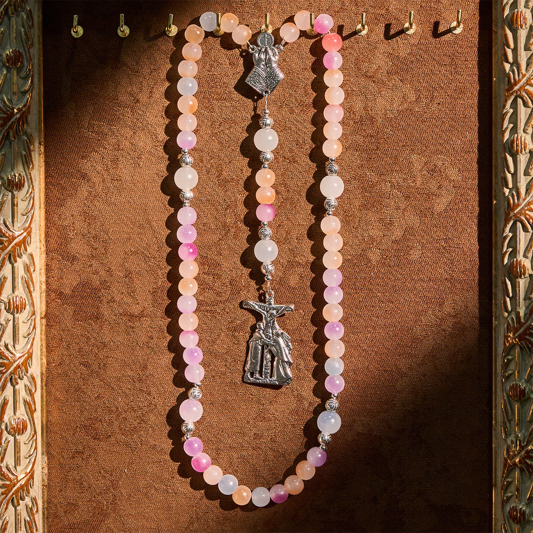 Christianartworkshop Chapelet pastel à couleur changeante sous UV avec crucifix et mains jointes en prière - image 7