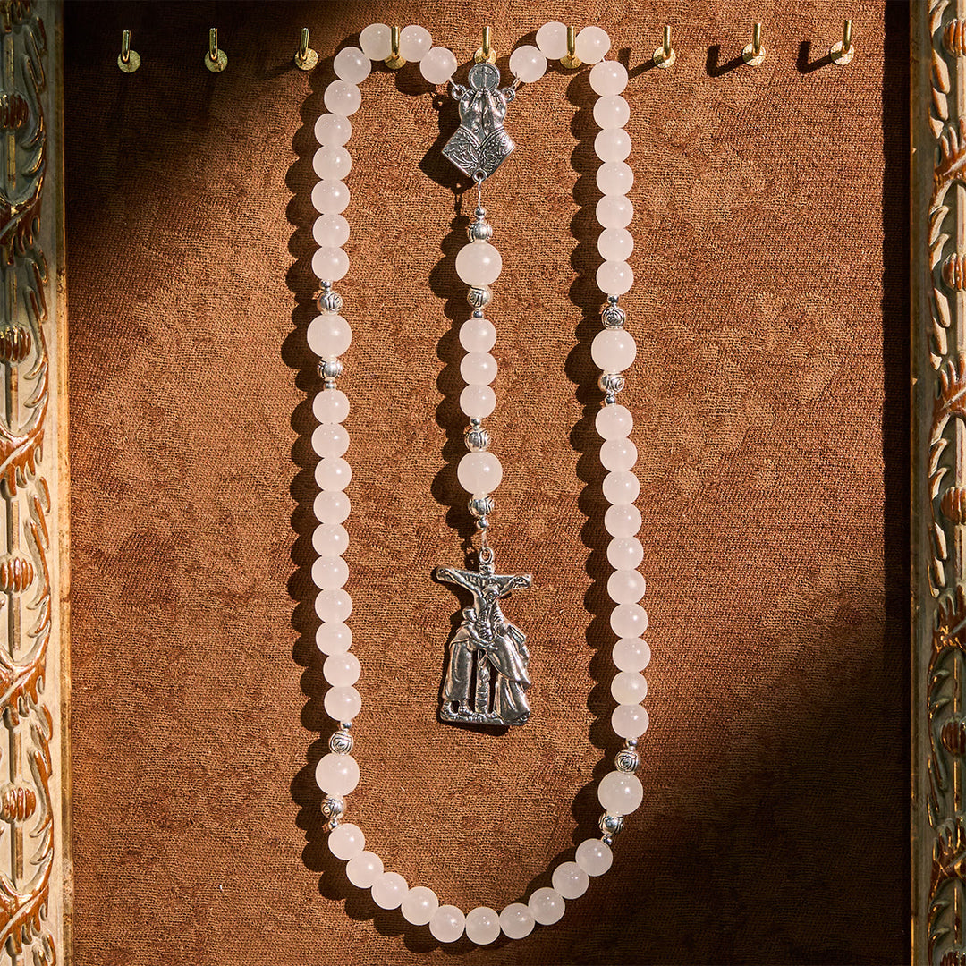 Christianartworkshop Chapelet pastel à couleur changeante sous UV avec crucifix et mains jointes en prière - image 6