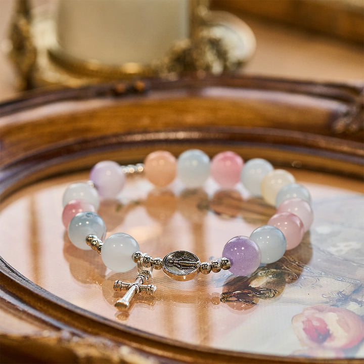 Christianartworkshop Bracelet de prière à perles UV aux couleurs pastel changeantes avec Notre-Dame - image 3