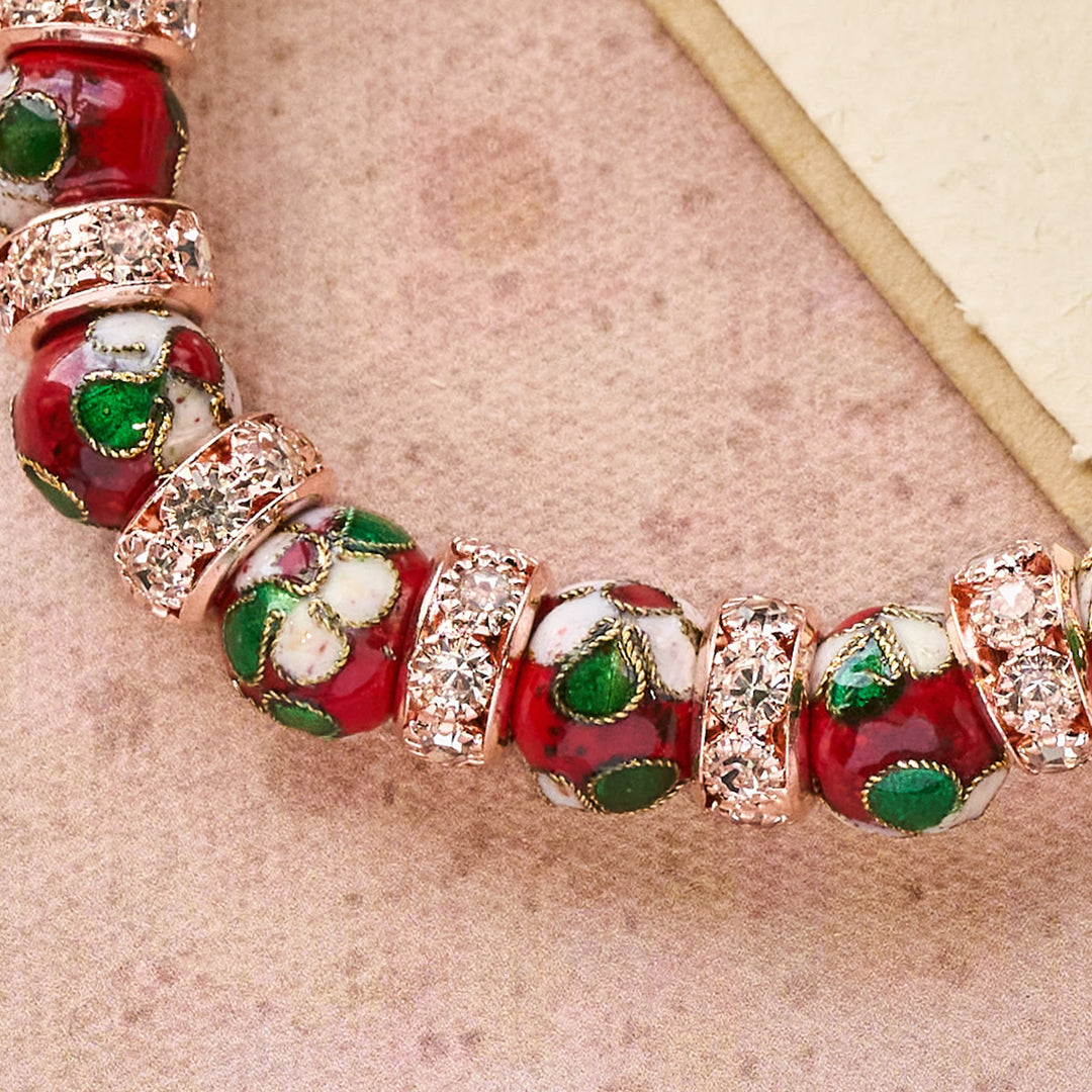 Christianartworkshop Bracelet artisanal en perles rouges émaillées avec pendentif croix en forme de cœur - image 6