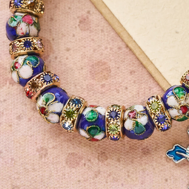 Christianartworkshop Bracelet en perles cloisonnées bleues détaillées avec crucifix - image 7