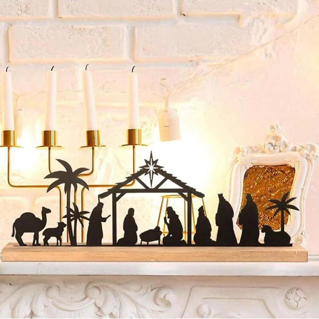 Christianartworkshop Crèche en métal épurée : Décoration moderne pour les fêtes - image 2