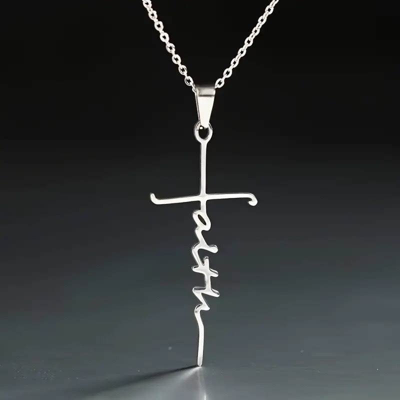 Christianartworkshop Croix de la Foi Élégante et Inspirée : Bijou Porte-Bonheur Doux et Foi à Porter au Quotidien - Argent - image 0