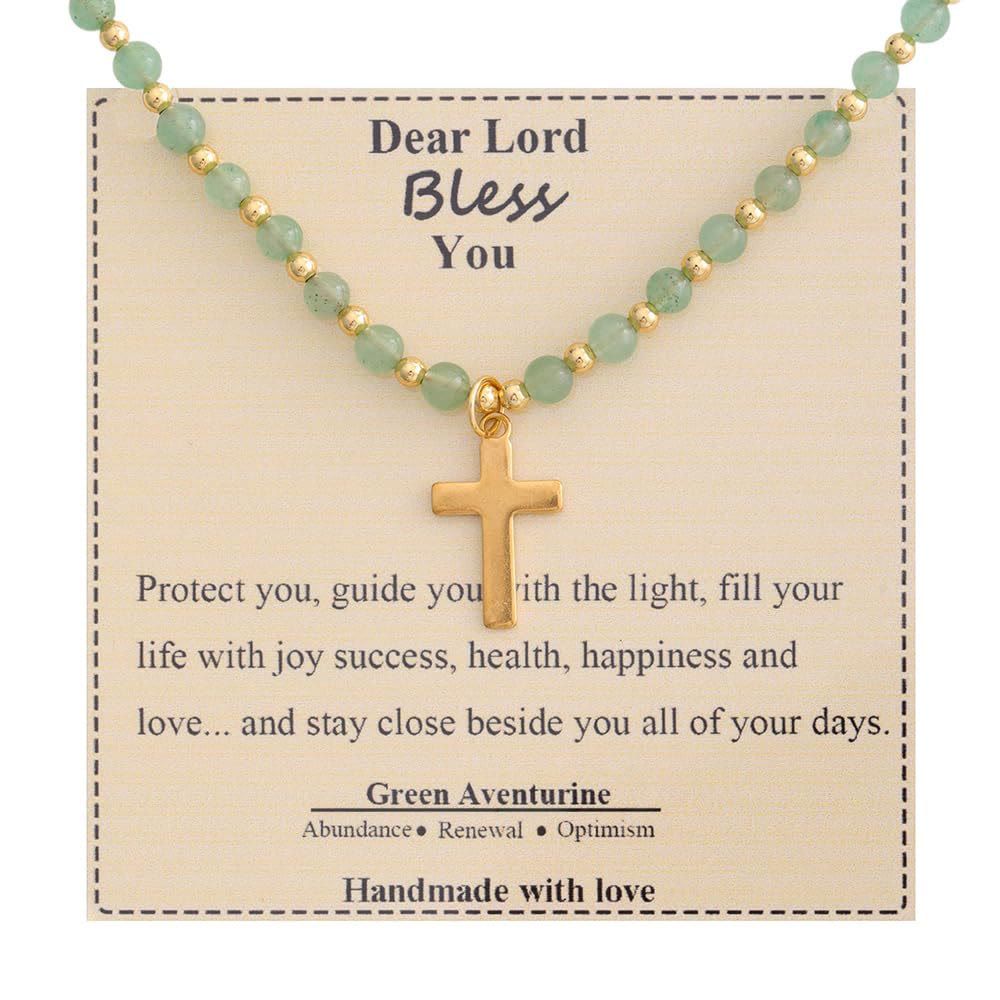 Christianartworkshop Collier Croix en Pierre Bénie : Charme en Pierre Naturelle et Symbole de Dévotion Discrète - Aventurine verte - image 15