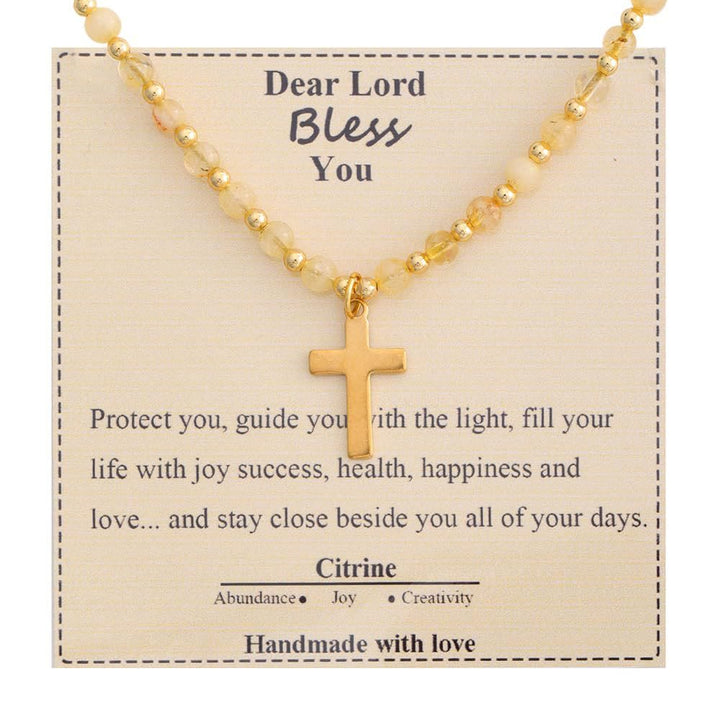 Christianartworkshop Collier Croix en Pierre Bénie : Charme en Pierre Naturelle et Symbole de Dévotion Discrète - Citrine - image 12