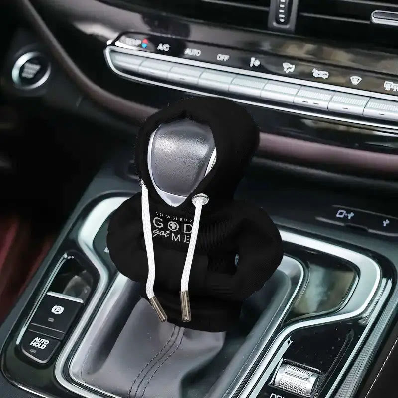 Christianartworkshop Housse de levier de vitesse à capuche multicolore « Dieu me protège » : une assurance sereine pour les trajets en voiture - Noir - image 0