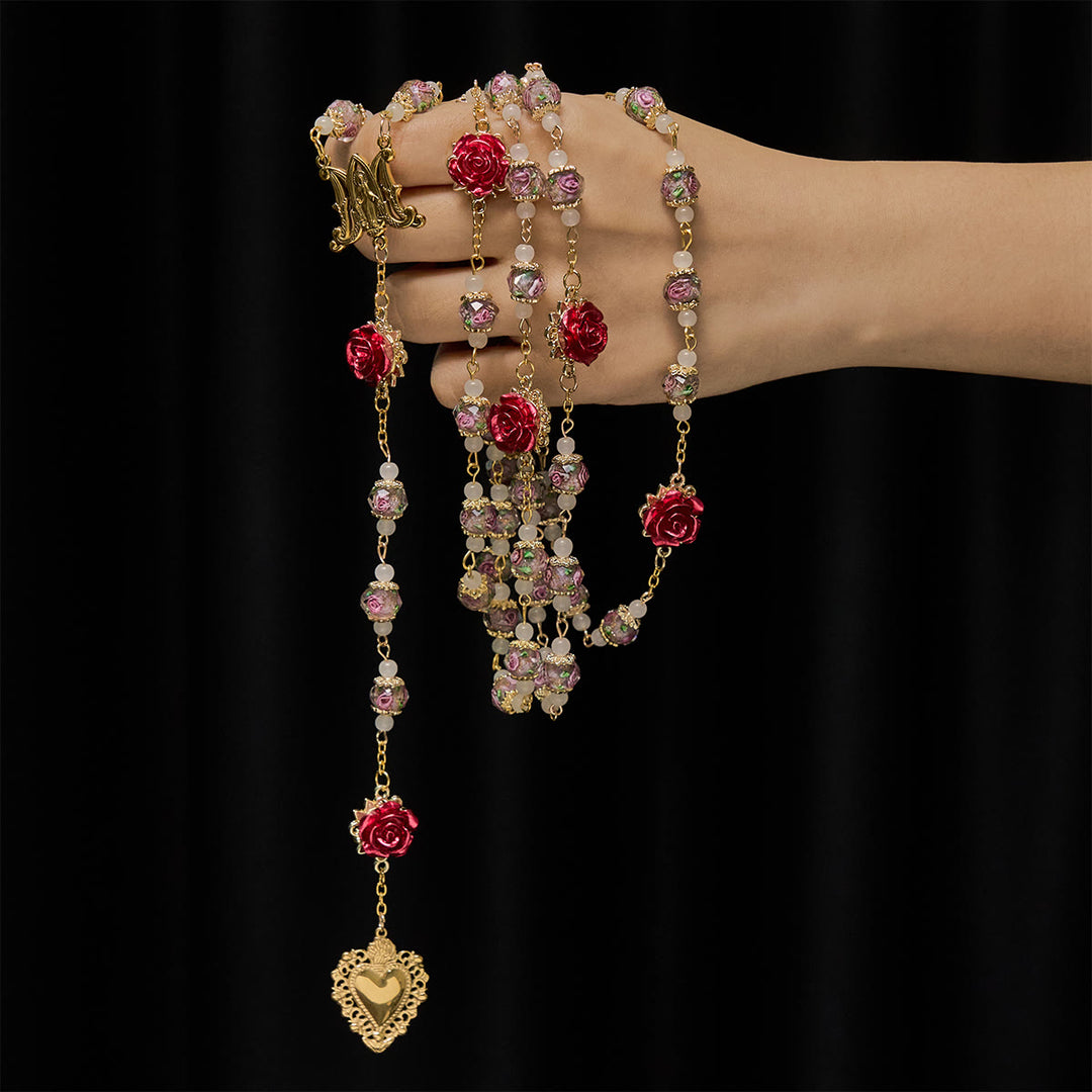 Christianartworkshop Chapelet de dévotion à la rose avec Sacré-Cœur : Douce foi pour la prière quotidienne - image 1