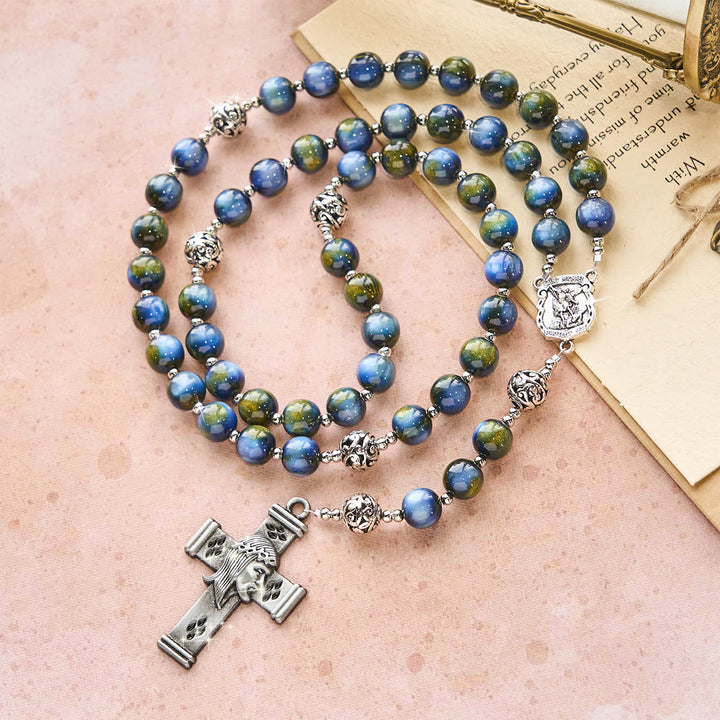 Christianartworkshop Chapelet orné de perles avec saint Michel et croix : une assurance paisible pour la prière - image 3