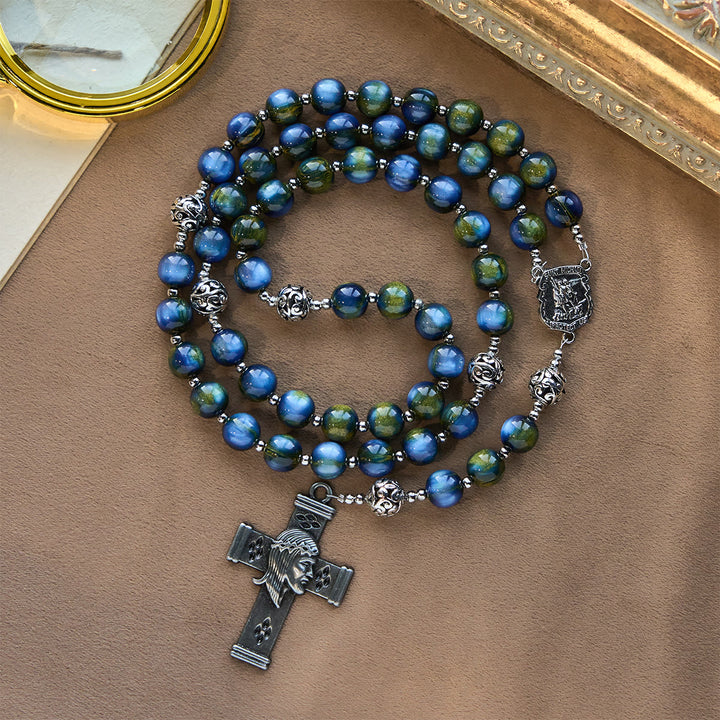Christianartworkshop Chapelet orné de perles avec saint Michel et croix : une assurance paisible pour la prière - image 5