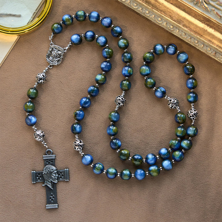 Christianartworkshop Chapelet orné de perles avec saint Michel et croix : une assurance paisible pour la prière - image 6
