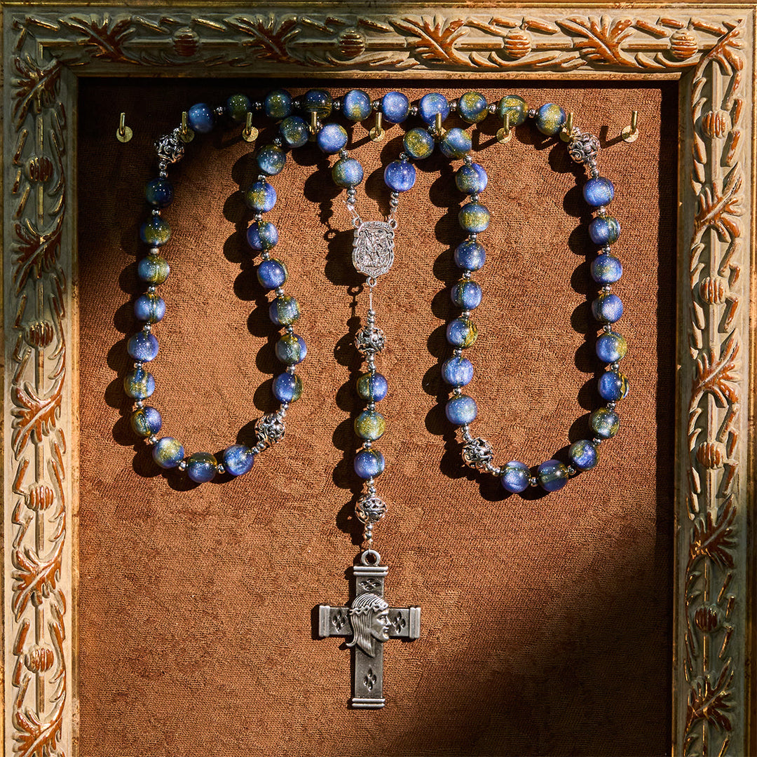 Christianartworkshop Chapelet orné de perles avec saint Michel et croix : une assurance paisible pour la prière - Saint Michel et la Croix - image 0