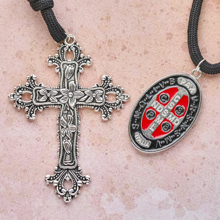 Christianartworkshop Chapelet de poche en perles de bois sous la protection de saint Benoît - image 5