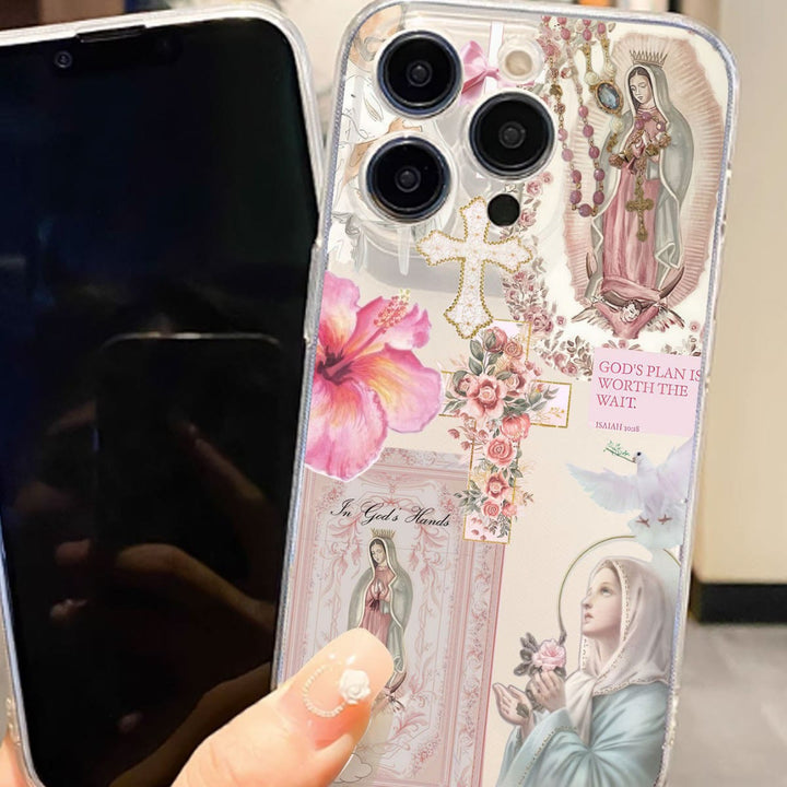 Christianartworkshop Coque de téléphone Foi et Fleurs : Ésaïe 10:18 et symbole de la Vierge Marie pour une utilisation quotidienne - image 1