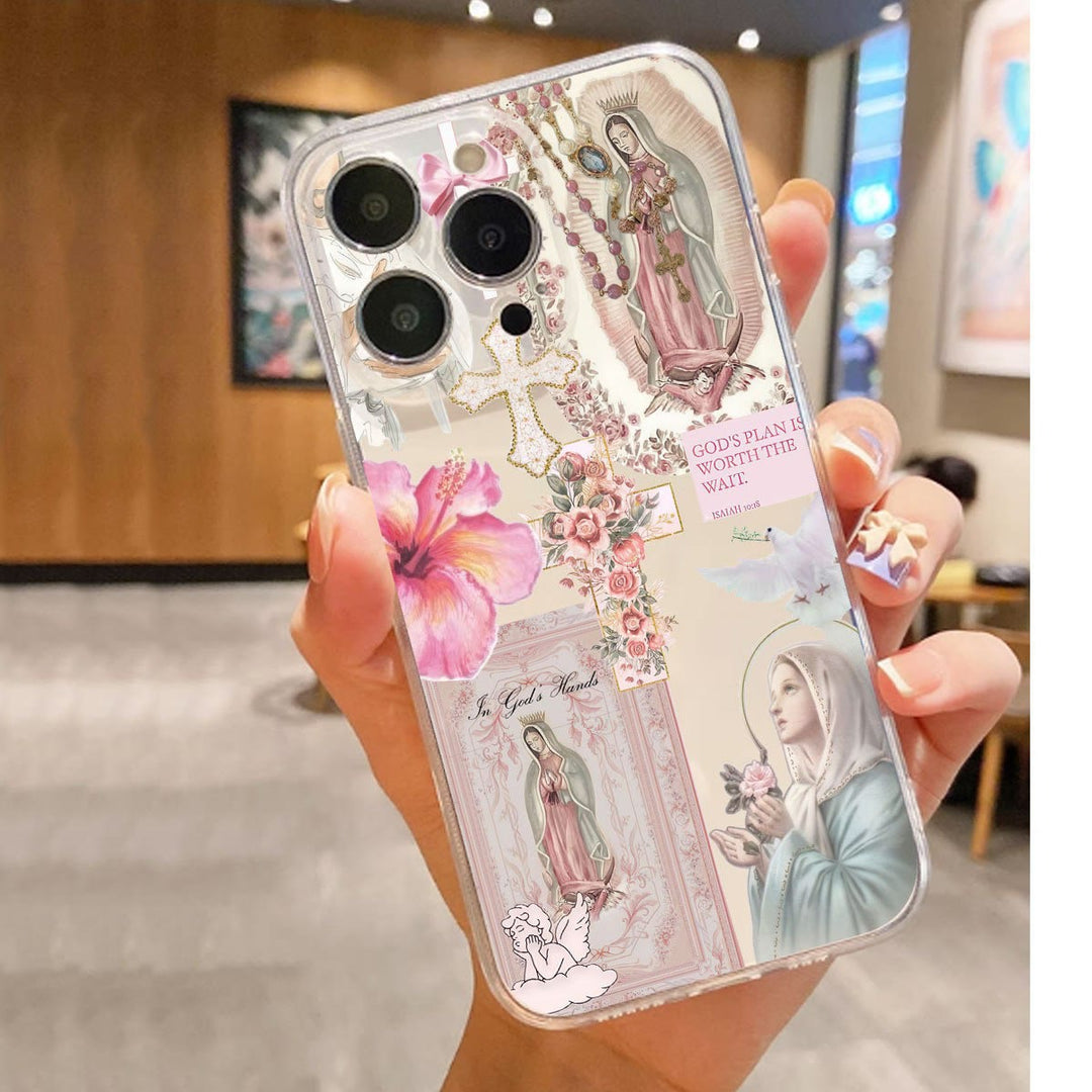 Christianartworkshop Coque de téléphone Foi et Fleurs : Ésaïe 10:18 et symbole de la Vierge Marie pour une utilisation quotidienne - image 2