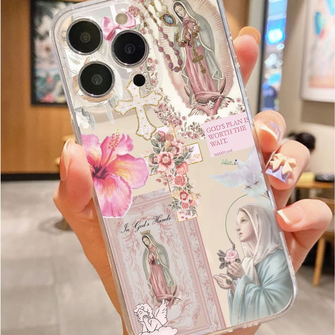 Christianartworkshop Coque de téléphone Foi et Fleurs : Ésaïe 10:18 et symbole de la Vierge Marie pour une utilisation quotidienne - image 3