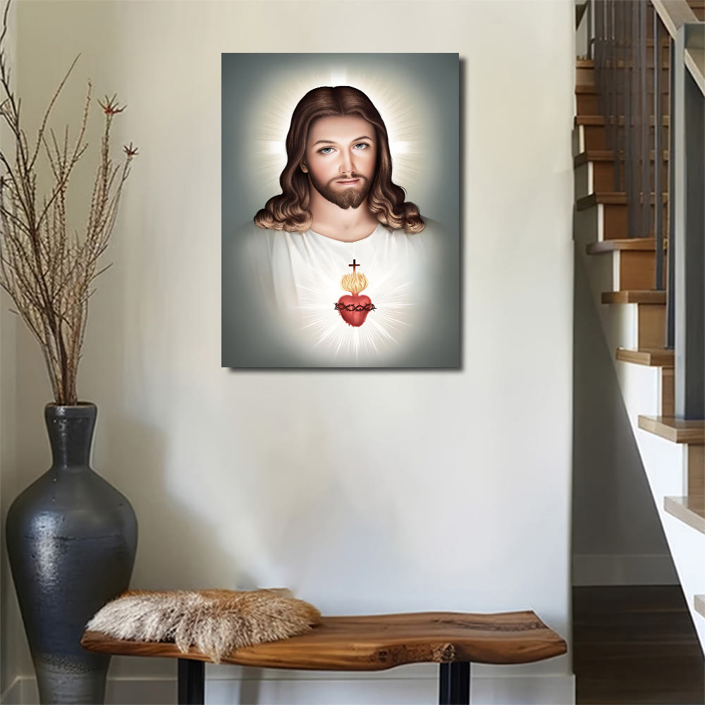 Christianartworkshop Décoration murale « Jésus au Sacré-Cœur » : une foi douce pour la décoration intérieure - image 1