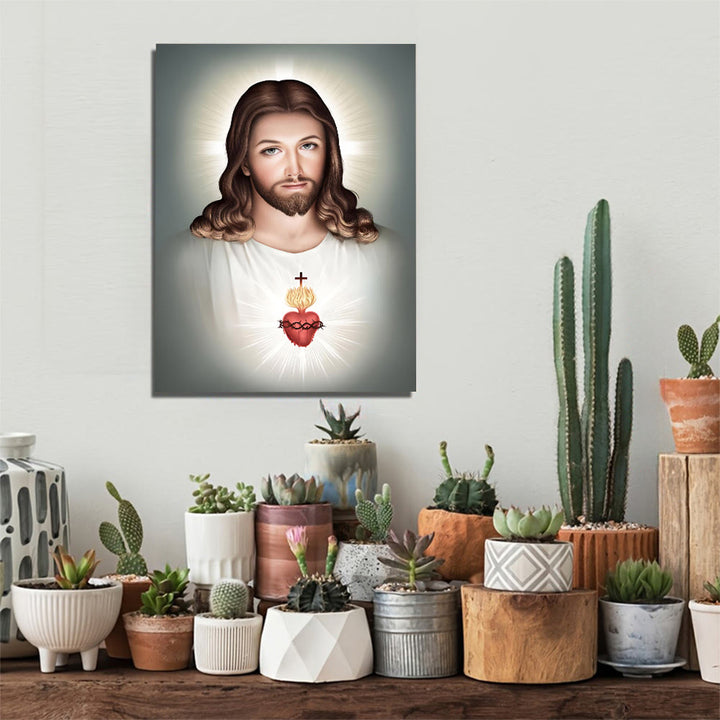 Christianartworkshop Décoration murale « Jésus au Sacré-Cœur » : une foi douce pour la décoration intérieure - image 3