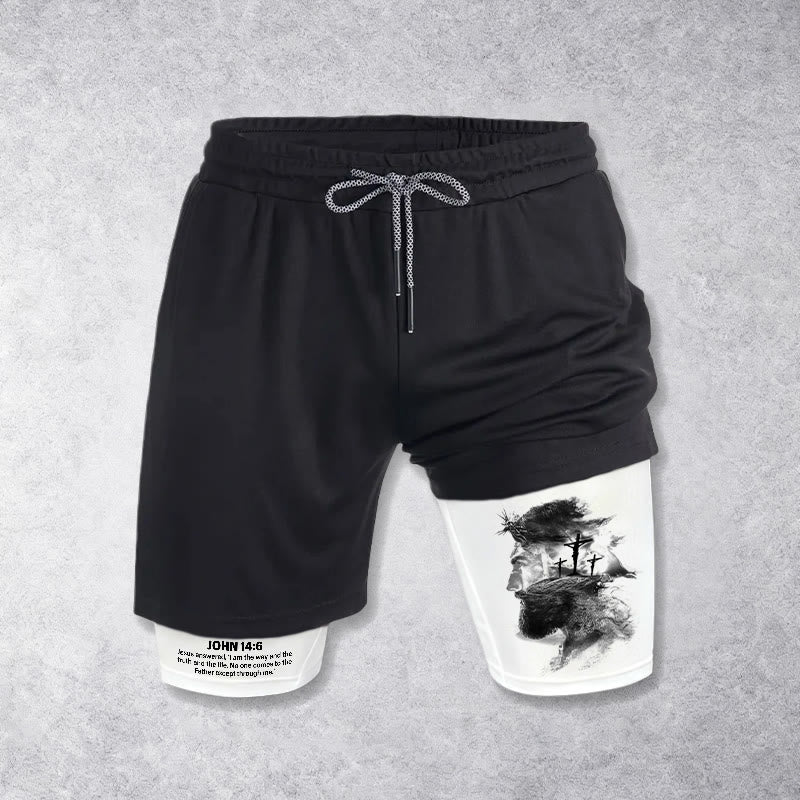 Christianartworkshop Short de sport Jean 14:6 avec motif Jésus et croix : Portez-le chaque jour pour exprimer votre dévotion. - image 4