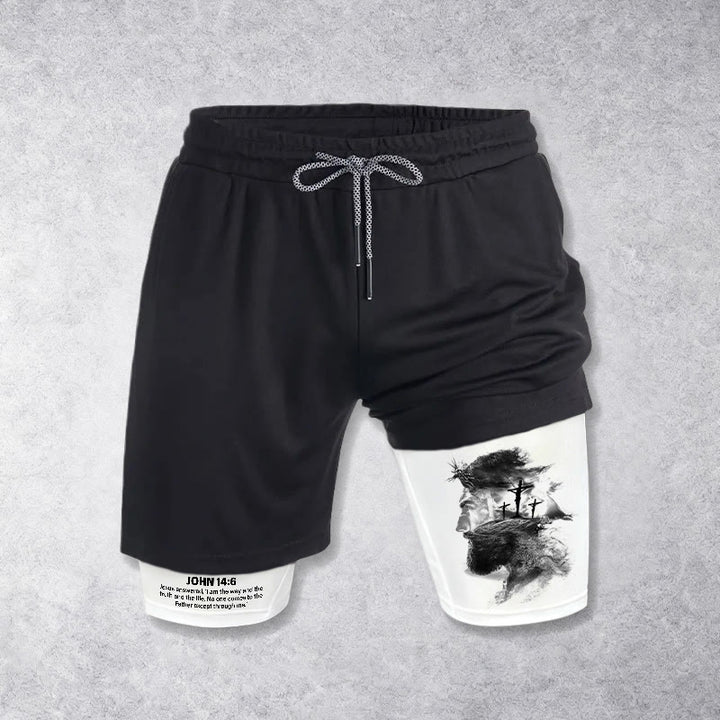 Christianartworkshop Short de sport Jean 14:6 avec motif Jésus et croix : Portez-le chaque jour pour exprimer votre dévotion. - image 4