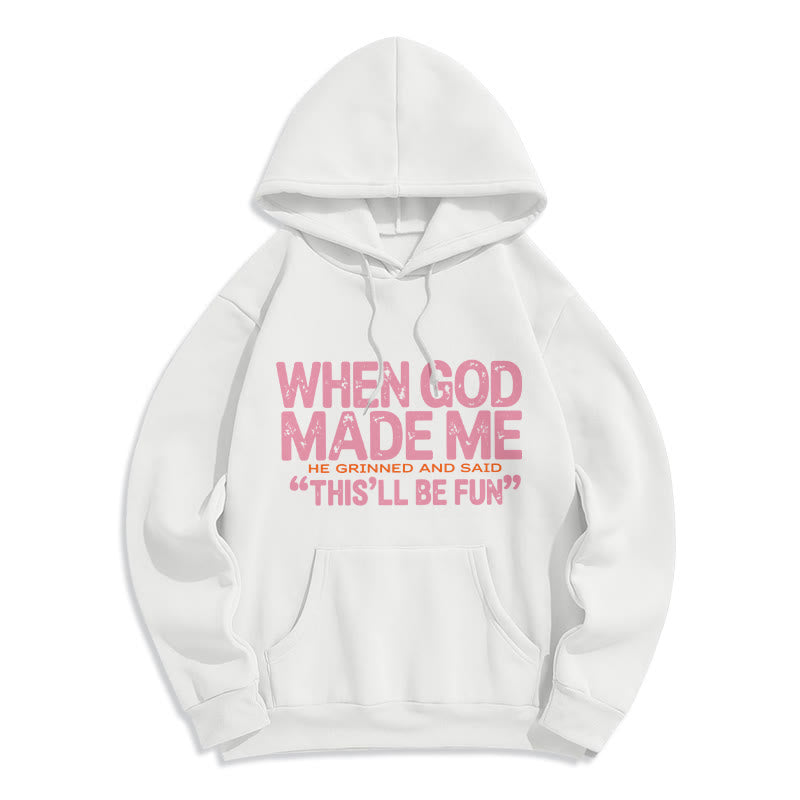 Christianartworkshop Quand Dieu m'a créé, citation sur la foi, sweat à capuche en polyester doublé polaire - Blanc - 2XL - image 0
