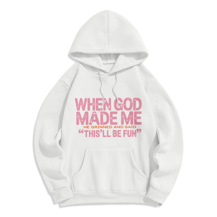 Christianartworkshop Quand Dieu m'a créé, citation sur la foi, sweat à capuche en polyester doublé polaire - Blanc - 2XL - image 0