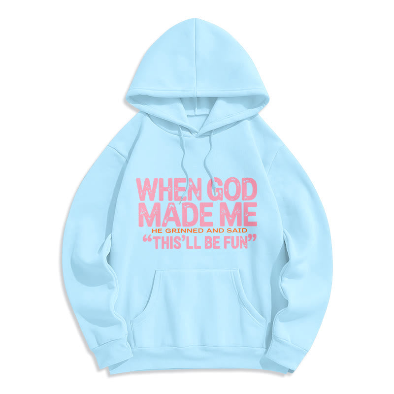 Christianartworkshop Quand Dieu m'a créé, citation sur la foi, sweat à capuche en polyester doublé polaire - Bleu - 2XL - image 7