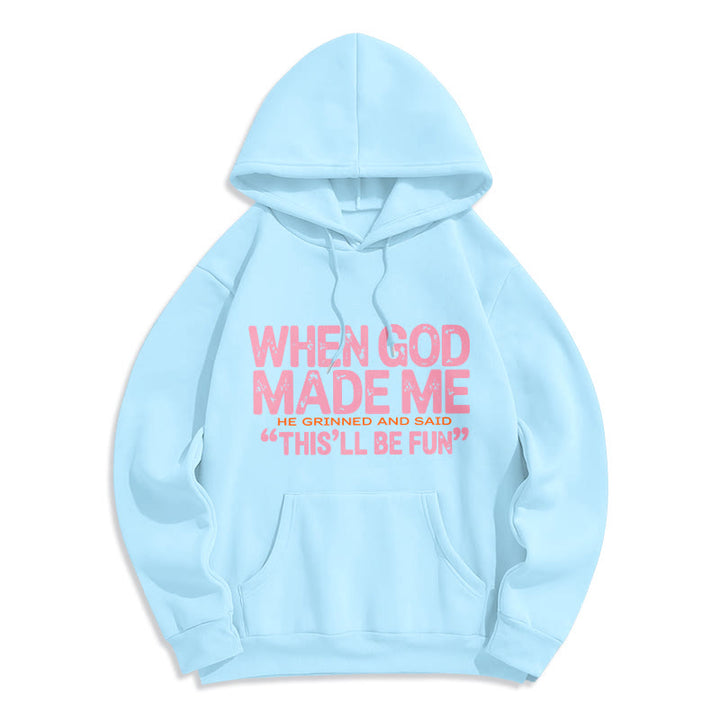 Christianartworkshop Quand Dieu m'a créé, citation sur la foi, sweat à capuche en polyester doublé polaire - Bleu - 2XL - image 7