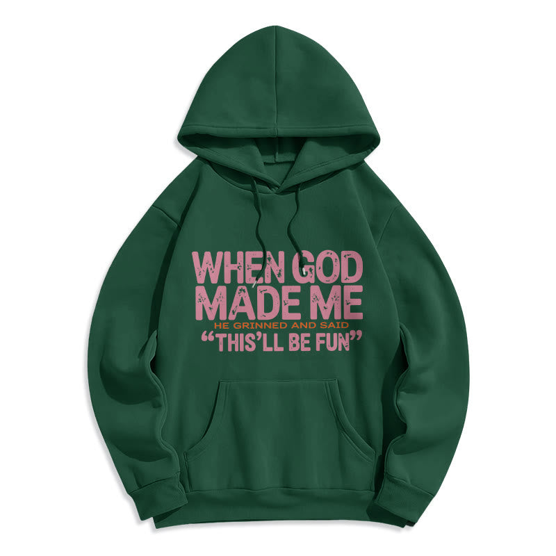 Christianartworkshop Quand Dieu m'a créé, citation sur la foi, sweat à capuche en polyester doublé polaire - Vert - 2XL - image 5