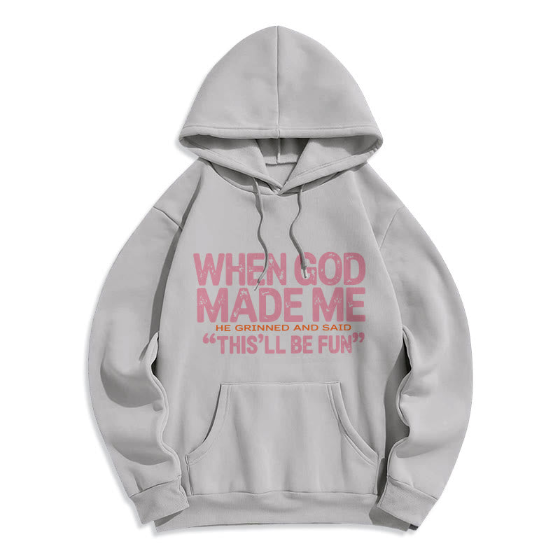 Christianartworkshop Quand Dieu m'a créé, citation sur la foi, sweat à capuche en polyester doublé polaire - Gris - 2XL - image 3