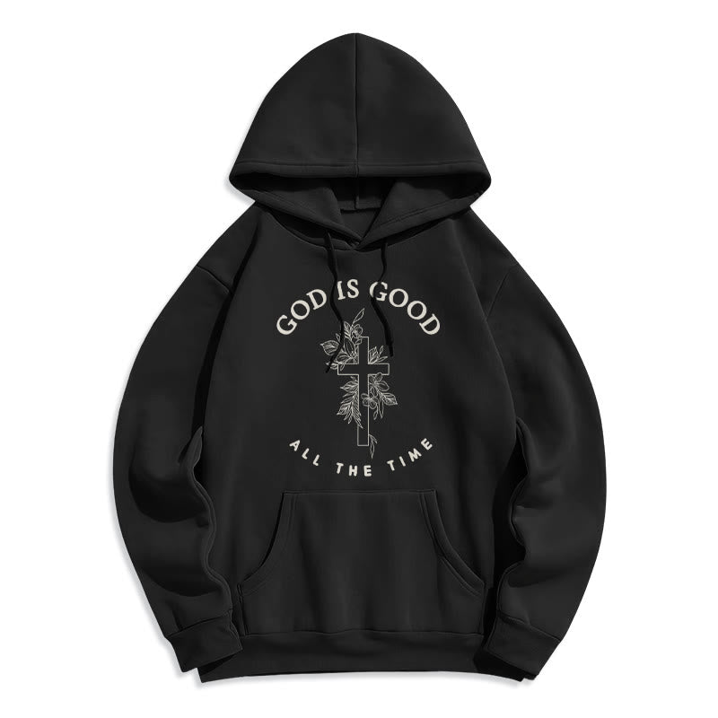 Christianartworkshop Dieu est bon en tout temps Citation sur la foi Sweat à capuche en polyester doublé polaire - Noir - 2XL - image 3