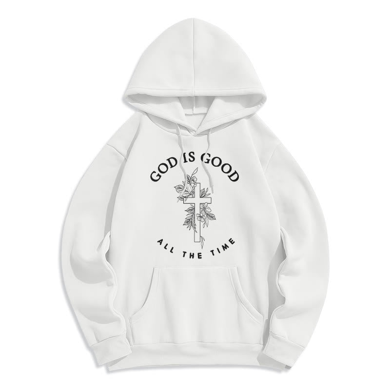 Christianartworkshop Dieu est bon en tout temps Citation sur la foi Sweat à capuche en polyester doublé polaire - Blanc - 2XL - image 1