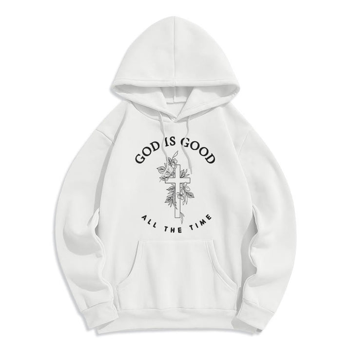 Christianartworkshop Dieu est bon en tout temps Citation sur la foi Sweat à capuche en polyester doublé polaire - Blanc - 2XL - image 1