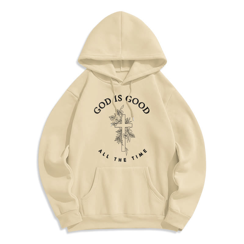 Christianartworkshop Dieu est bon en tout temps Citation sur la foi Sweat à capuche en polyester doublé polaire - Beige - 2XL - image 4