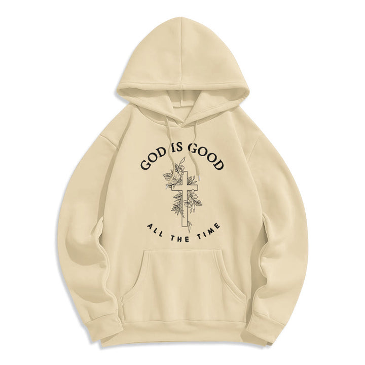 Christianartworkshop Dieu est bon en tout temps Citation sur la foi Sweat à capuche en polyester doublé polaire - Beige - 2XL - image 4