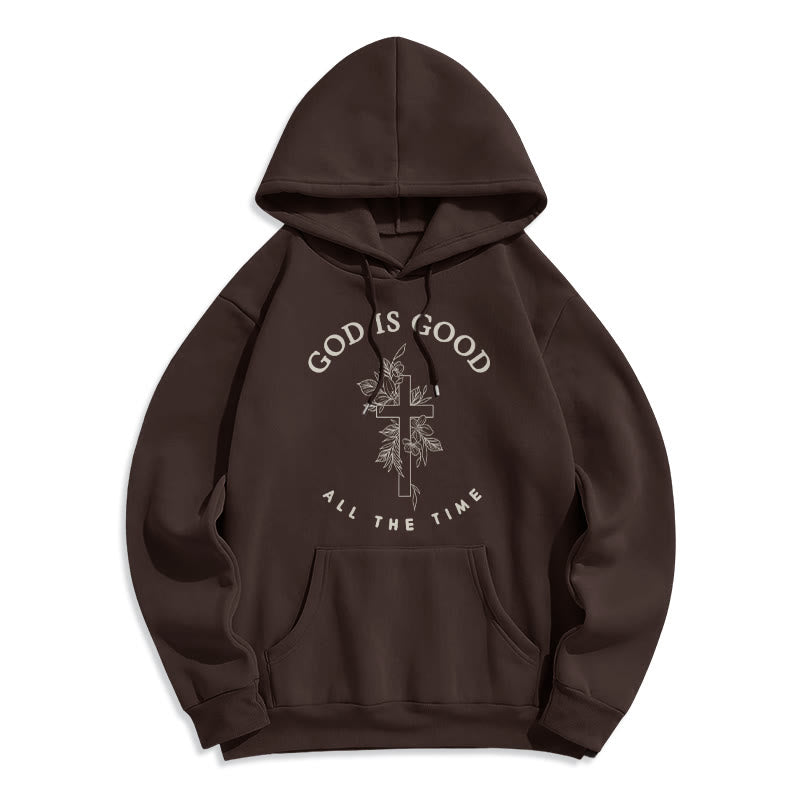 Christianartworkshop Dieu est bon en tout temps Citation sur la foi Sweat à capuche en polyester doublé polaire - Brun - 2XL - image 2