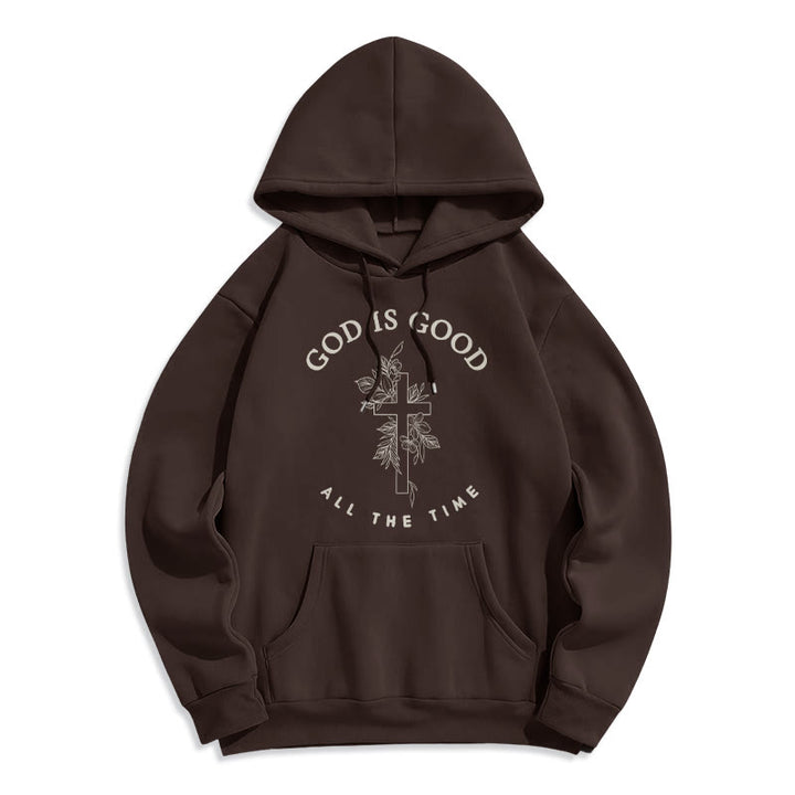 Christianartworkshop Dieu est bon en tout temps Citation sur la foi Sweat à capuche en polyester doublé polaire - Brun - 2XL - image 2