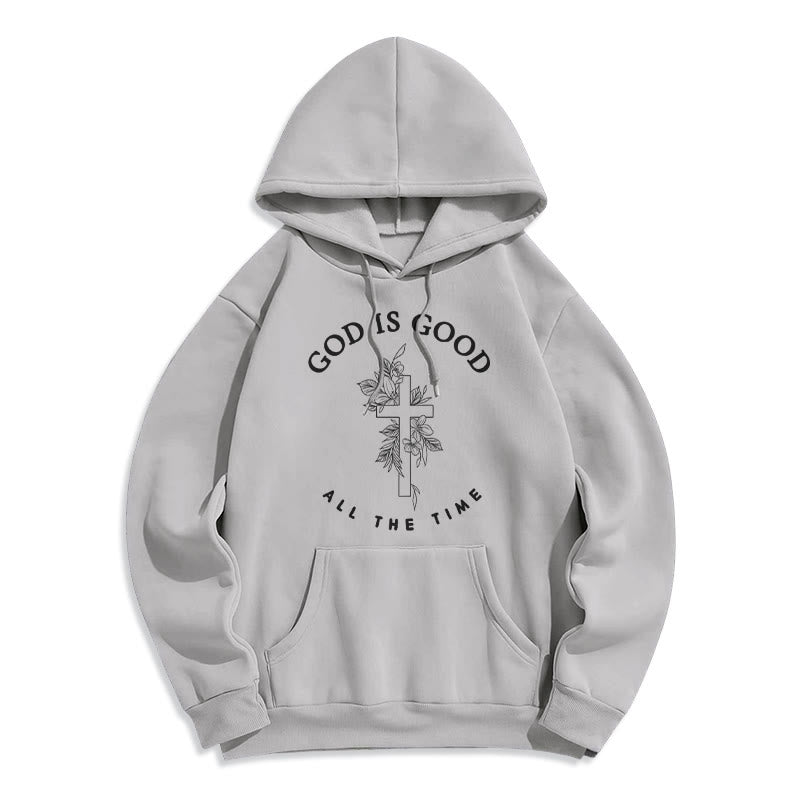 Christianartworkshop Dieu est bon en tout temps Citation sur la foi Sweat à capuche en polyester doublé polaire - Gris - 2XL - image 0