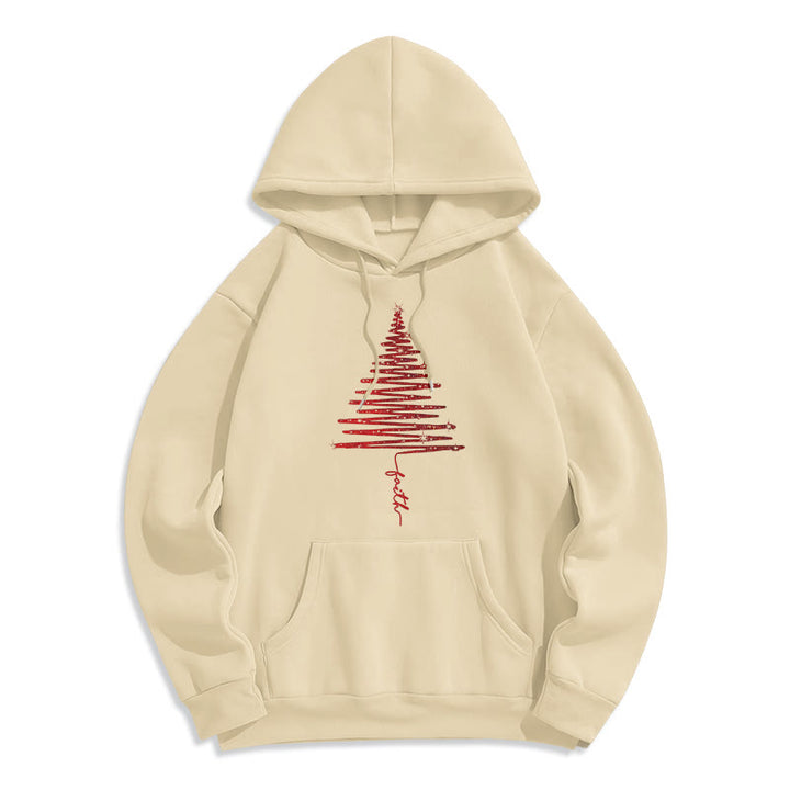 Christianartworkshop Sweat à capuche en polyester doublé polaire avec motif croix de Noël - Beige - 2XL - image 0