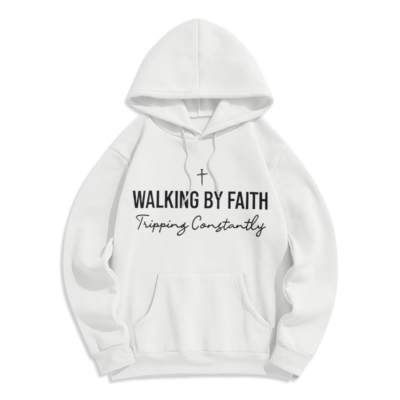 Christianartworkshop Walking By Faith Sweat à capuche en polyester doublé polaire - Blanc - 2XL - image 3