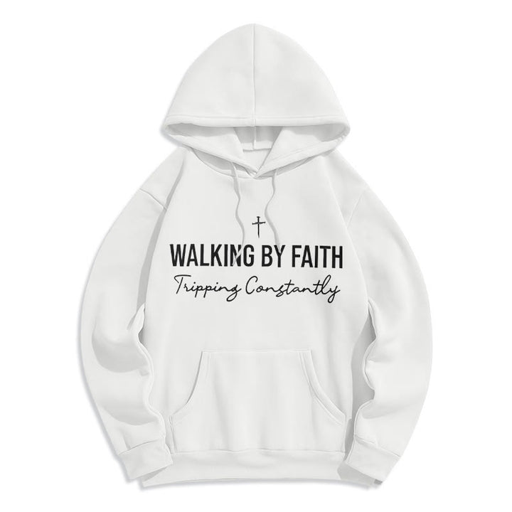 Christianartworkshop Walking By Faith Sweat à capuche en polyester doublé polaire - Blanc - 2XL - image 3