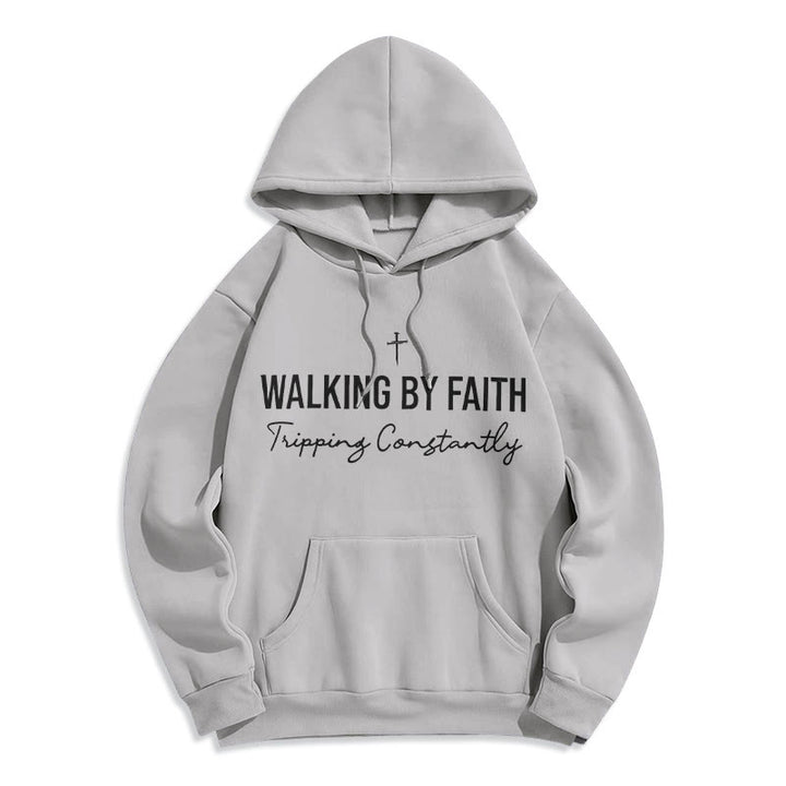 Christianartworkshop Walking By Faith Sweat à capuche en polyester doublé polaire - Gris - 2XL - image 2