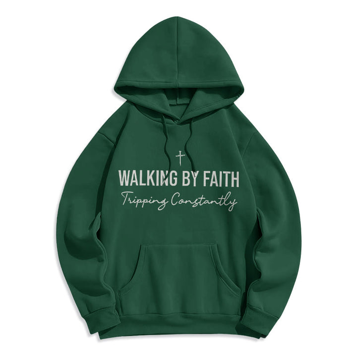 Christianartworkshop Walking By Faith Sweat à capuche en polyester doublé polaire - Vert - 2XL - image 0