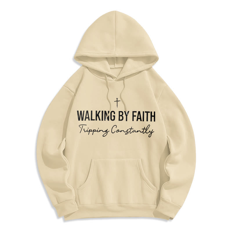 Christianartworkshop Walking By Faith Sweat à capuche en polyester doublé polaire - Beige - 2XL - image 1