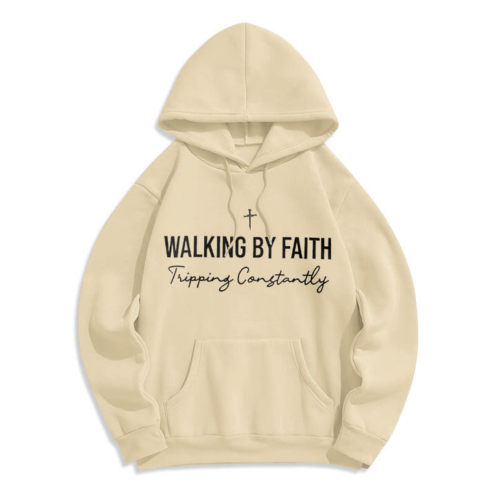 Christianartworkshop Walking By Faith Sweat à capuche en polyester doublé polaire - Beige - 2XL - image 1