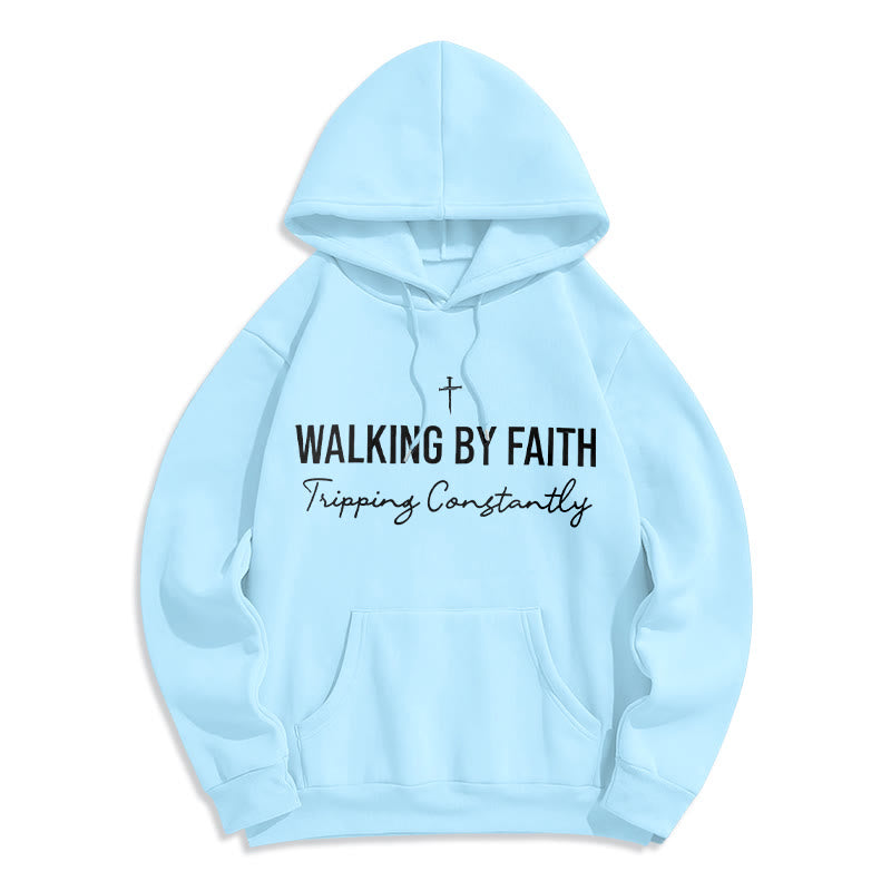 Christianartworkshop Walking By Faith Sweat à capuche en polyester doublé polaire - Bleu - 2XL - image 7
